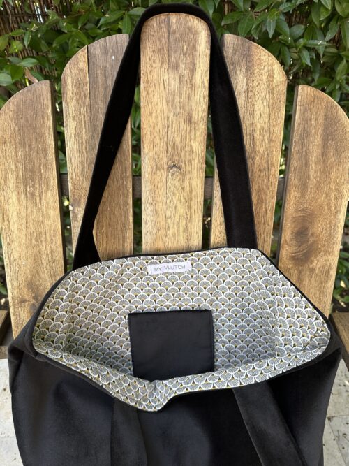 Bolso shopper Negro Abanicos