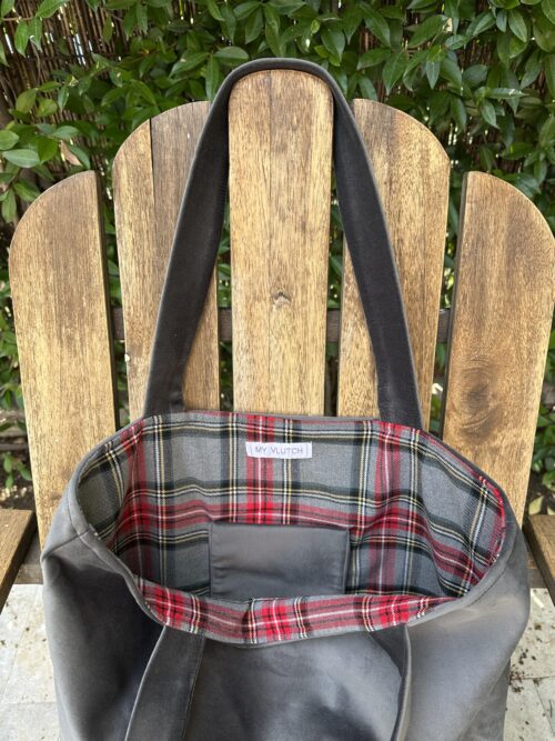 Bolso shopper Gris Tartán